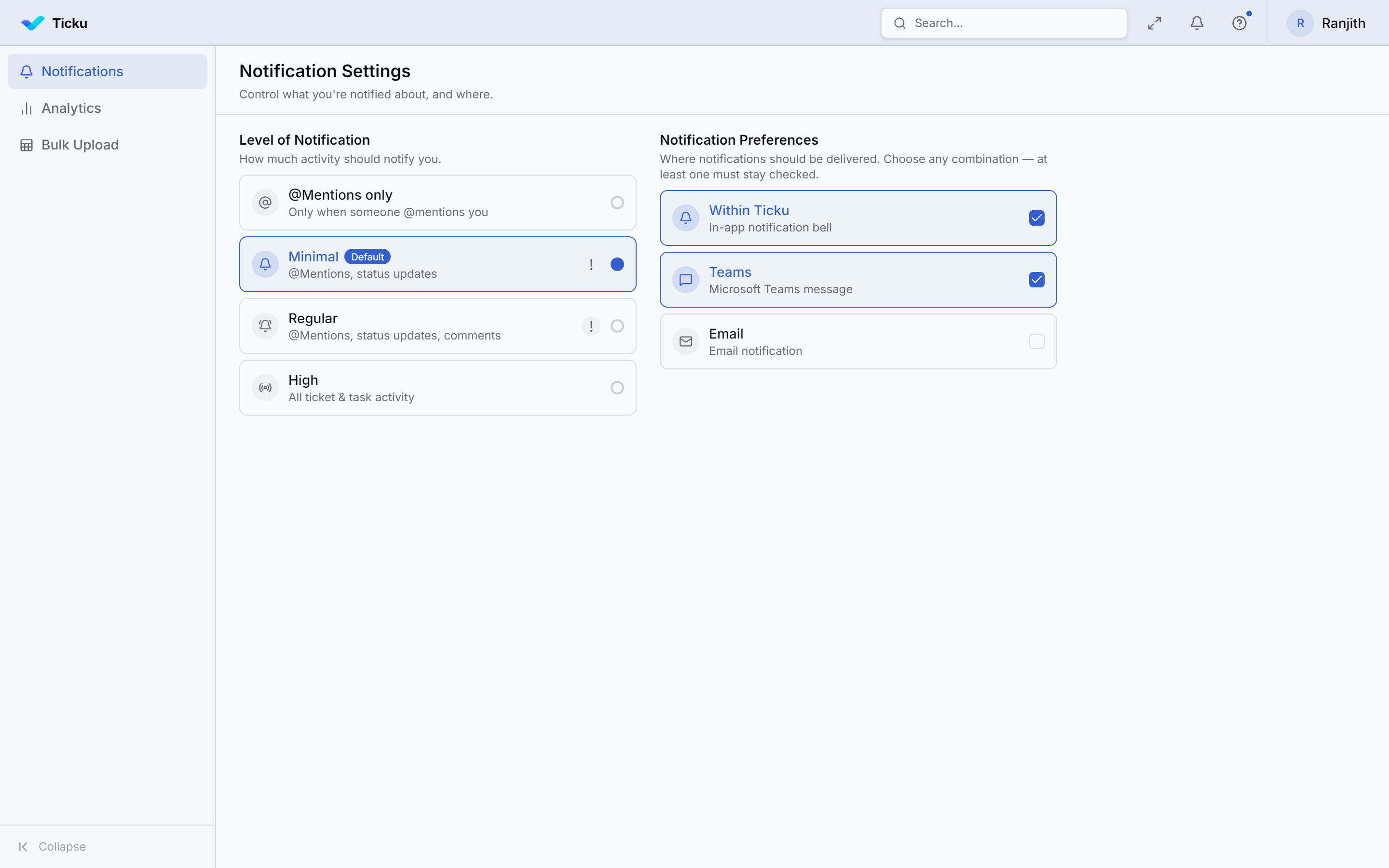 Notification settings